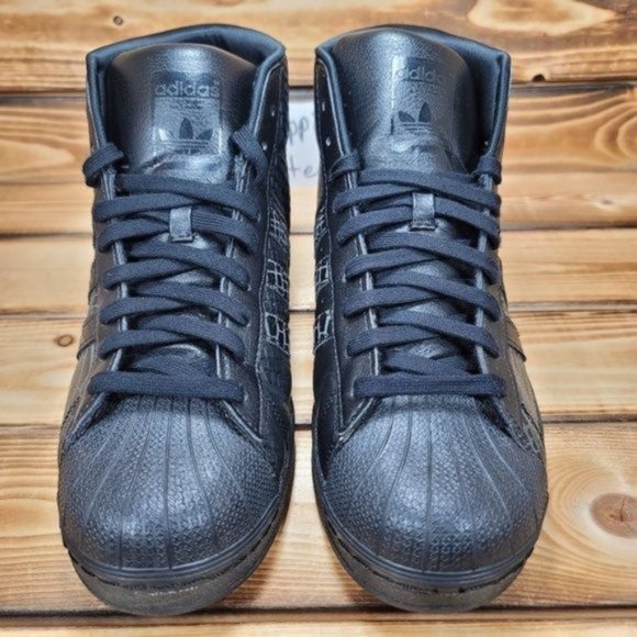 Adidas Casual Basketball Shoes for Men Pro Model Snakeskin Triple Black - Picture 8 of 9